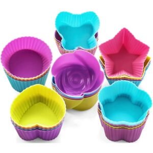 06 Pcs Multicolor Silicone Baking Muffin Cupcake Moulds Reuseable Microwave Oven Safe Non Stick Heat Resiistant Baking Cups