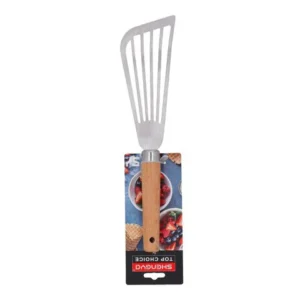 SHENGYA TOP CHOICE STAINLESS STEEL FISH SPATULA WITH WOOD HANDLE
