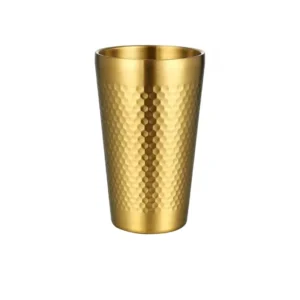 Hammered Style Golden Glass 304 Stainless Steel Double Walled 1Pc