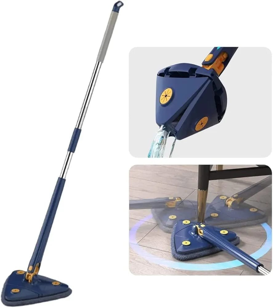 Triangle Mop 360° Rotatable Squeeze Mop Free Hands Floor Cleaning Wet&Dry Mop 130cm For Home Ceiling/Corner Windows Clean Tools
