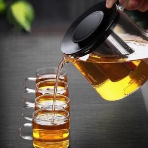 Glass Teapot Stovetop 33.8 OZ, Borosilicate Clear Tea Kettle with Removable Stainless Steel Infuser,Teapot Blooming and Loose Leaf Tea Maker Tea Brewer for Camping, Travel