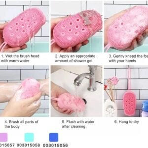 Silicone Body Scrubber Bath Sponge - 2 in 1 Exfoliating Body Brush Loofah Shower Sponge for Women Men and kids