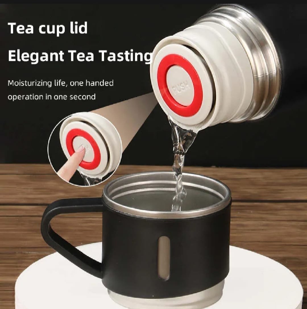 Water Bottle Vacuum Flask Set with Three Cups 500ml Stainless Steel