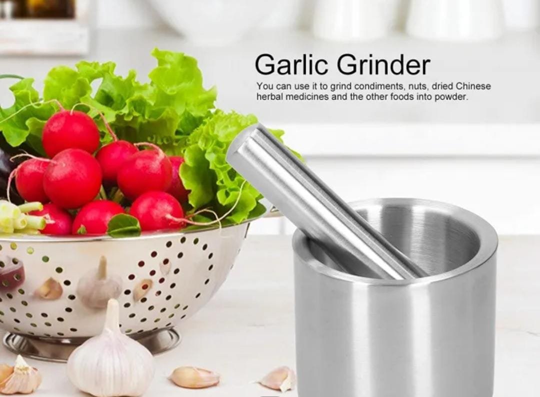 Mortar and Pestle Set Kitchen Utensil Stainless Steel Mortar and Pestle Household Manual Spice Grinding Pill Crusher Spice Tools Grinding Bowl Set
