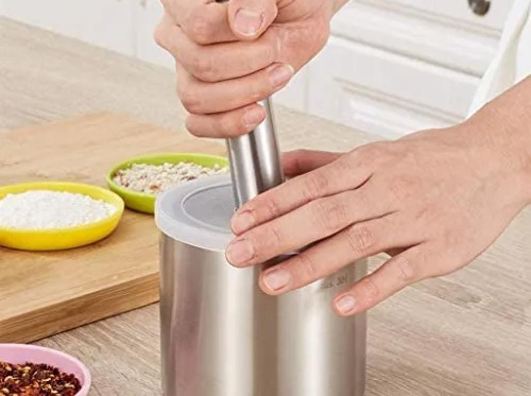 Mortar and Pestle Set Kitchen Utensil Stainless Steel Mortar and Pestle Household Manual Spice Grinding Pill Crusher Spice Tools Grinding Bowl Set