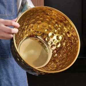 Stainless Steel Hammer Design Multicolored Mixing Bowls - Versatile Salad Bowls, Decorative Serving Bowls