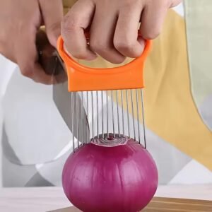 Onion Slicer Holder - Stainless Steel Onion Holder for Slicing - Tomato Slicer Vegetable Chopper Tool for Lemon Avocado, Food Slicer Assistant Tool for Fruit, Meat Tenderizer, Food Slicing Guide