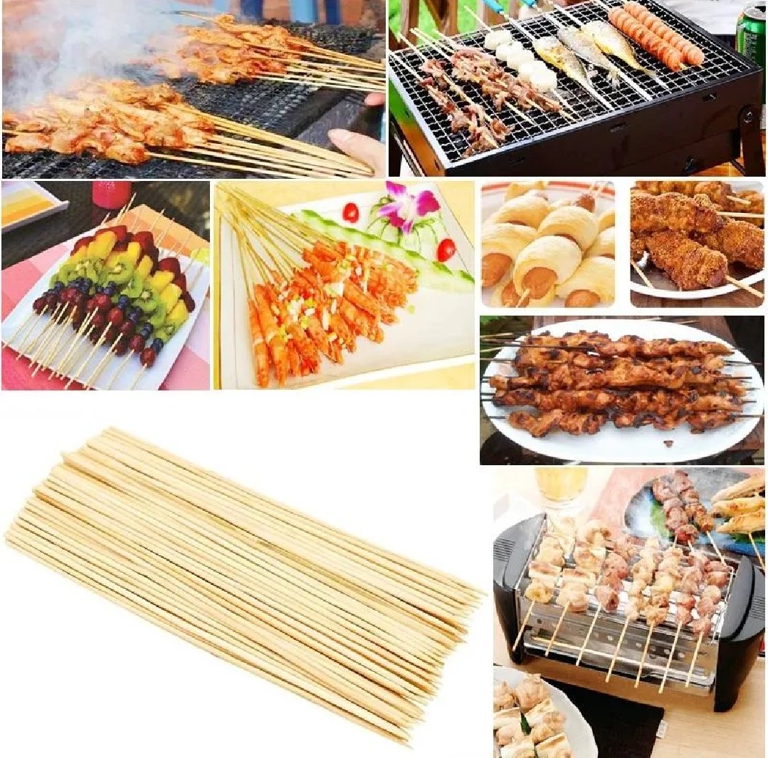 Pack of 40 Wooden 1 Feet and 11.7 inches large Size Disposable Spiral Tornado Barbecue Sticks Bamboo Skewers Grill Wood Cooking Set Holder Meat BBQ Tools