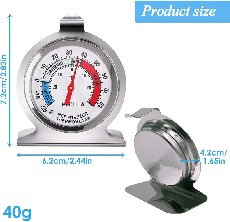 Refrigerator Thermometer with Hook and Panel Base Hang