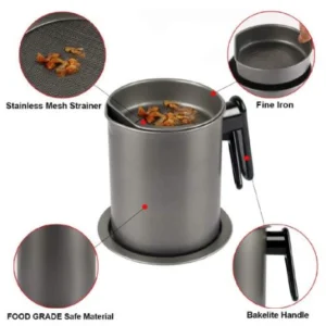 Large Capacity Stainless Steel Oil Pot Filter Oil Storage Grease Keeper With Base, Fried Oil Filter, Leak-Proof Grease Oil Strainer Container Pot with Filter, Oil Bottle
