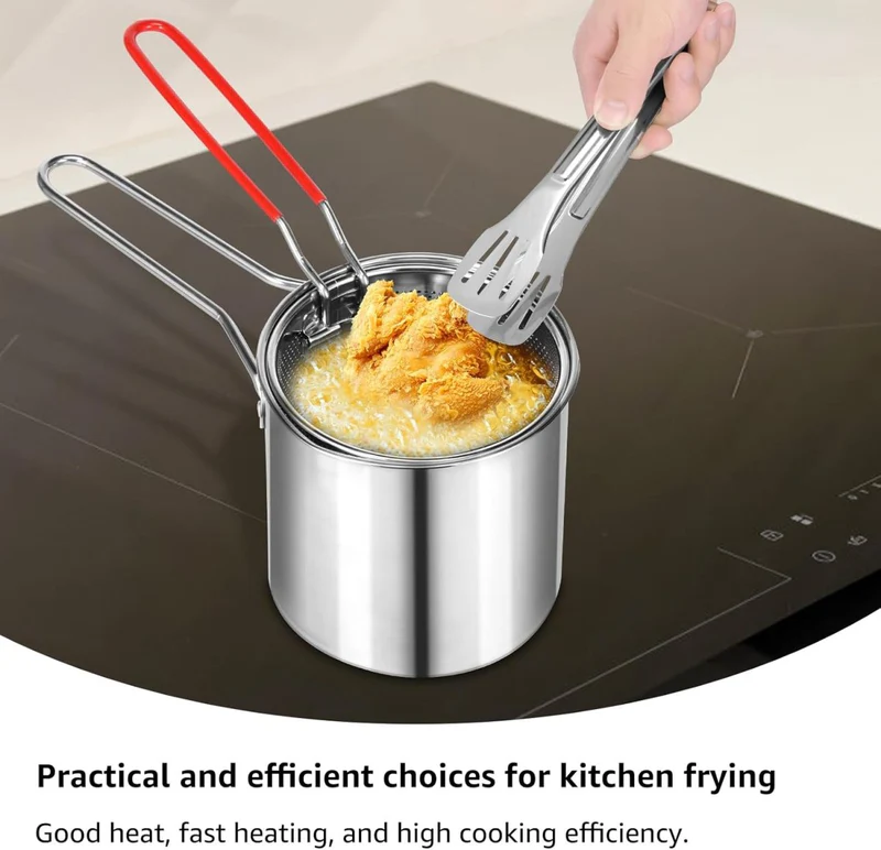 Stainless Steel Deep Fryer with Strainer Basket