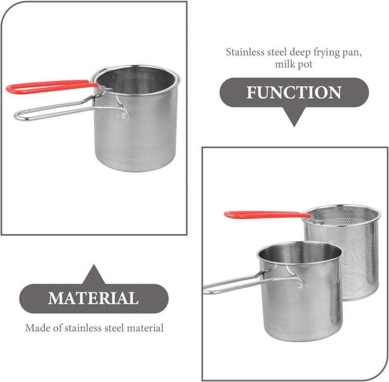 Stainless Steel Deep Fryer with Strainer Basket