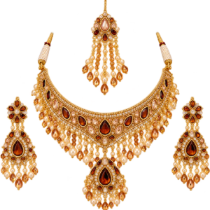Royal Bridal Jewelry Set for Women | Luxury Gold-Tone Necklace Set